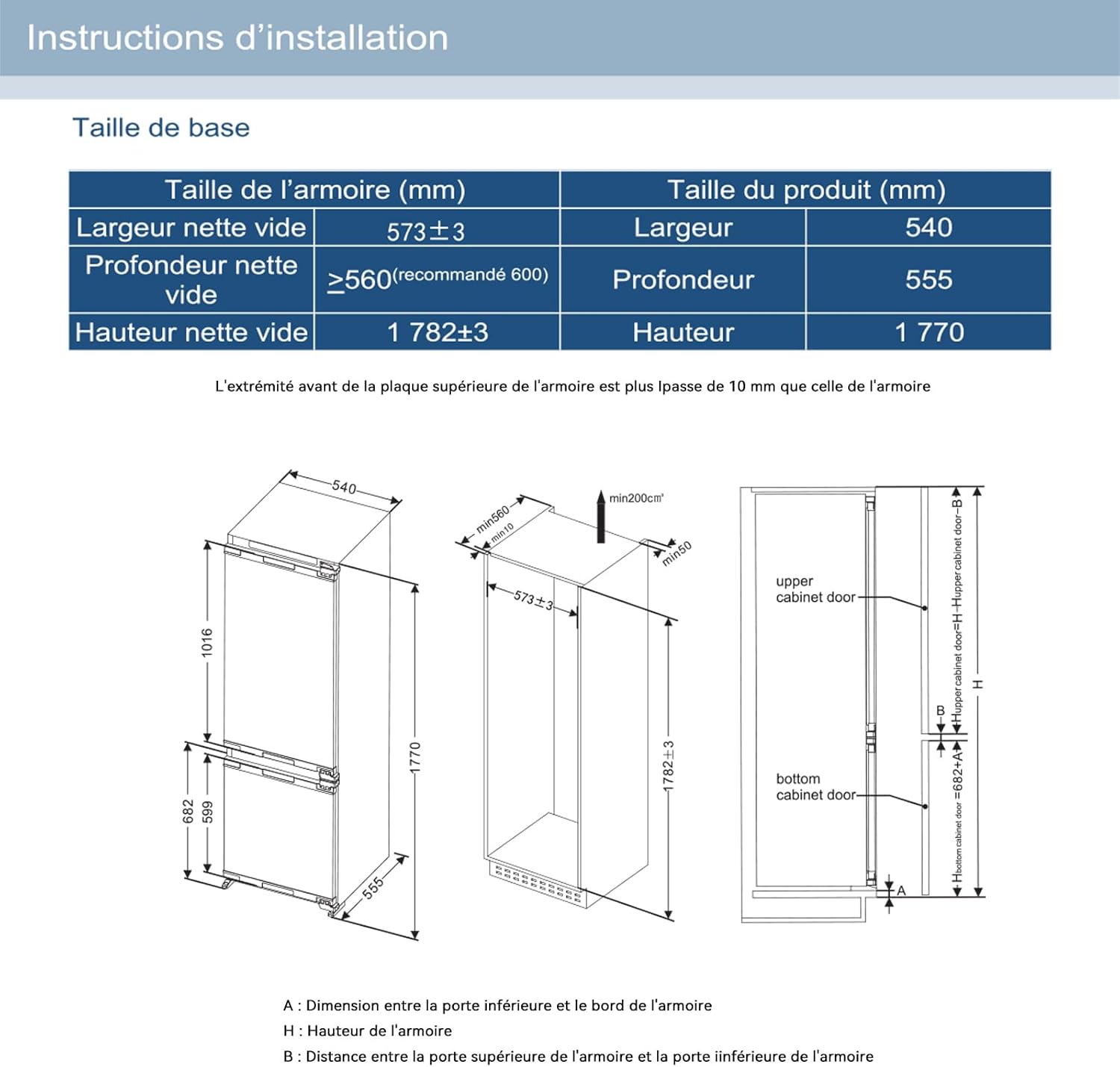Einbaukühlschrank mit gefrierfach 177 cm hoch ,[​No Frost Plus] , kühl gefrierkombination einbau 178 kühlschrank | 248L (186L/62L) | Energieeffizient |5 hat,5 Schubladen|Leise|Türscharnieren Wechselbar