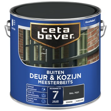 CetaBever Meesterbeits Deur & Kozijn zijdeglans dekkend RAL 7021 zwartgrijs 2,5 liter