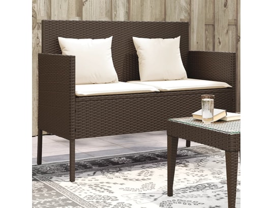 VIDAXL - Banc de jardin avec coussins marron résine tressée