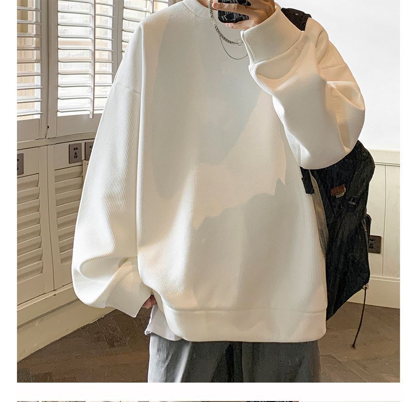 POSI - Sweatshirt met ronde hals en wafelmotief
