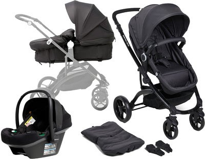 Beemoo Move 2-in-1 Kombivogn Inkl. Beemoo Route i-Size Babybilstol, Asphalt/Black Stone