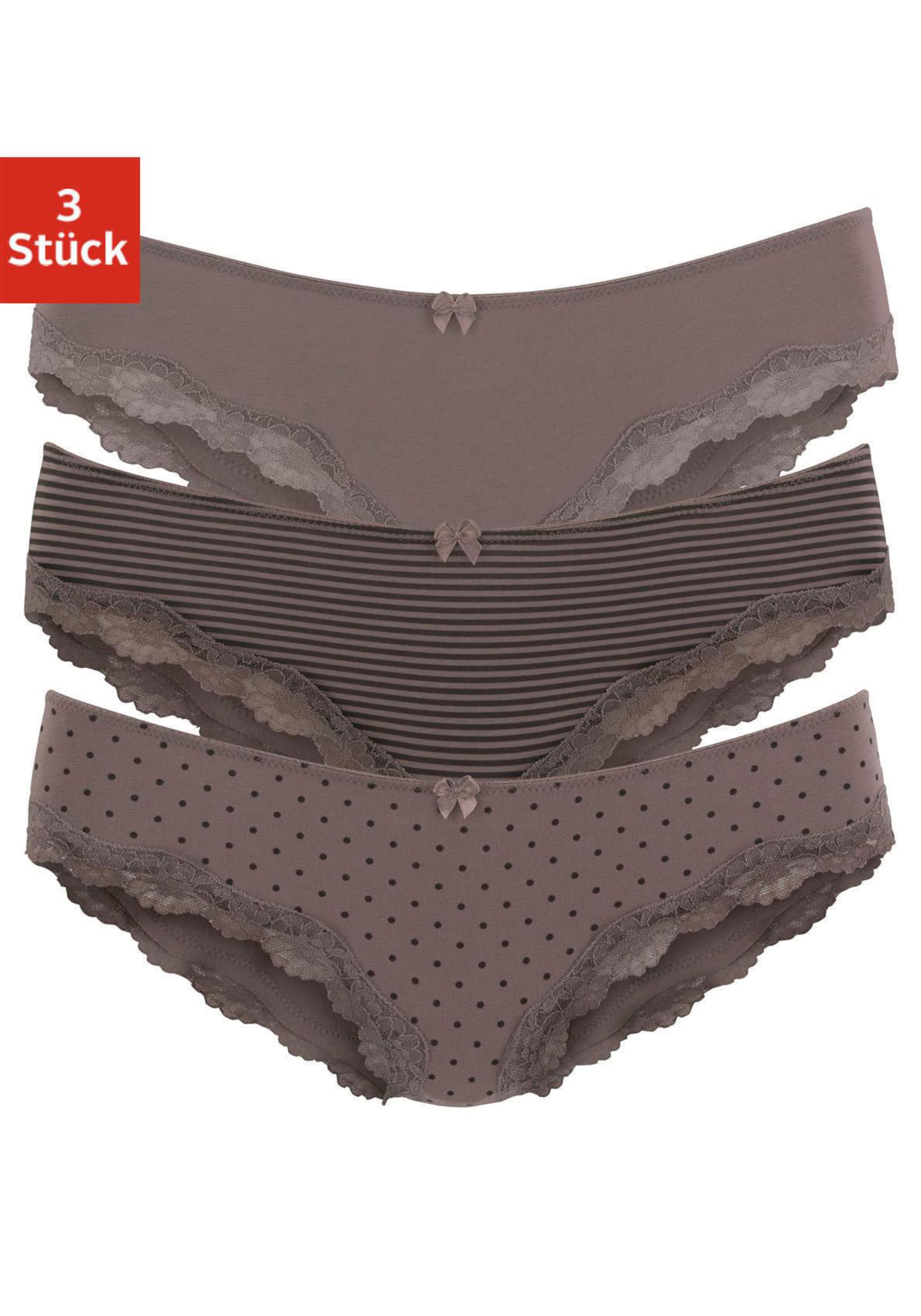 LASCANA Slip in taupe-gepunktet, gestreift, uni