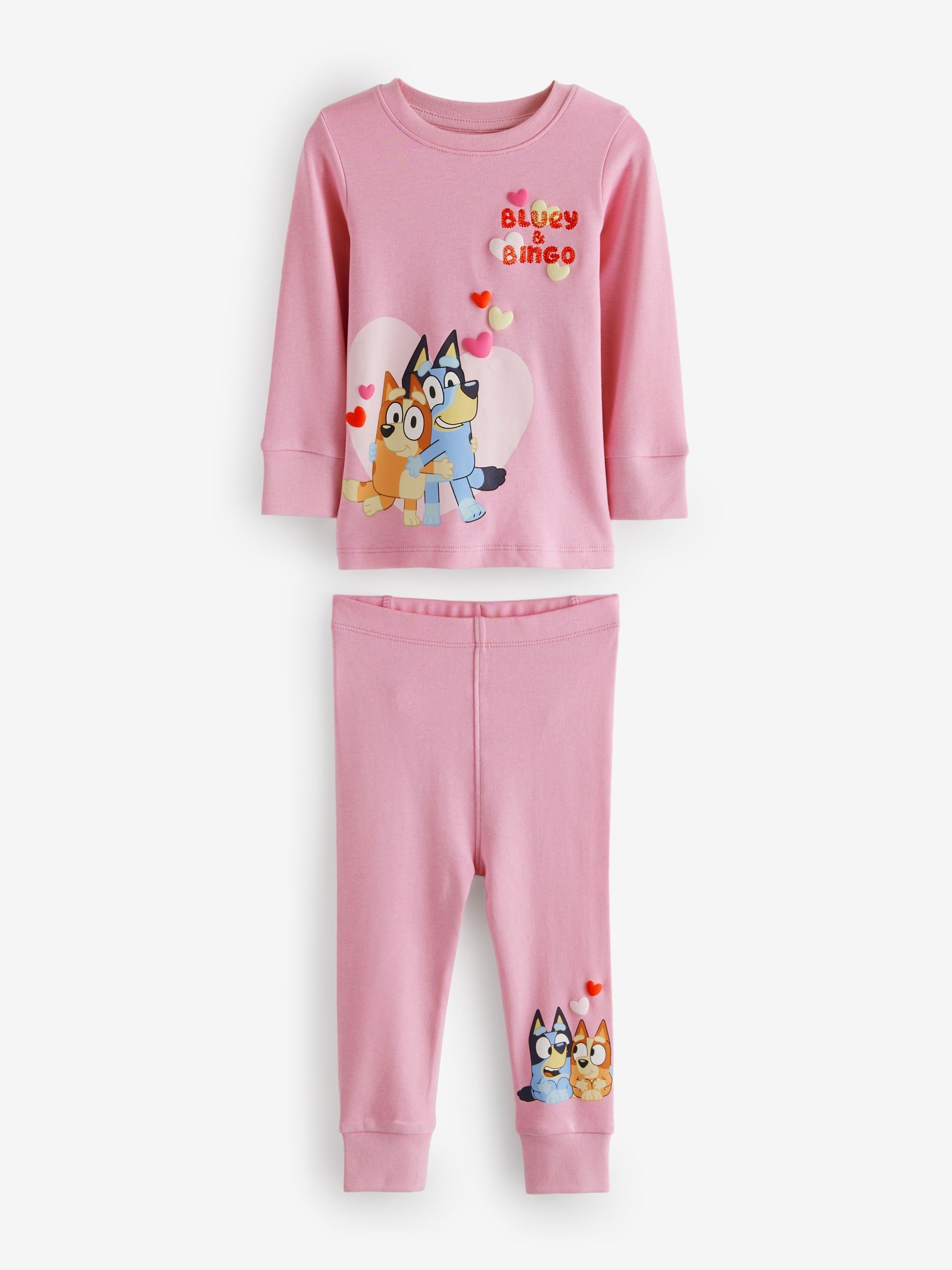 Roze - Bluey Knusse pyjama's met lange mouwen van 100% katoen, 2 verpakking (12mnd-8jr)