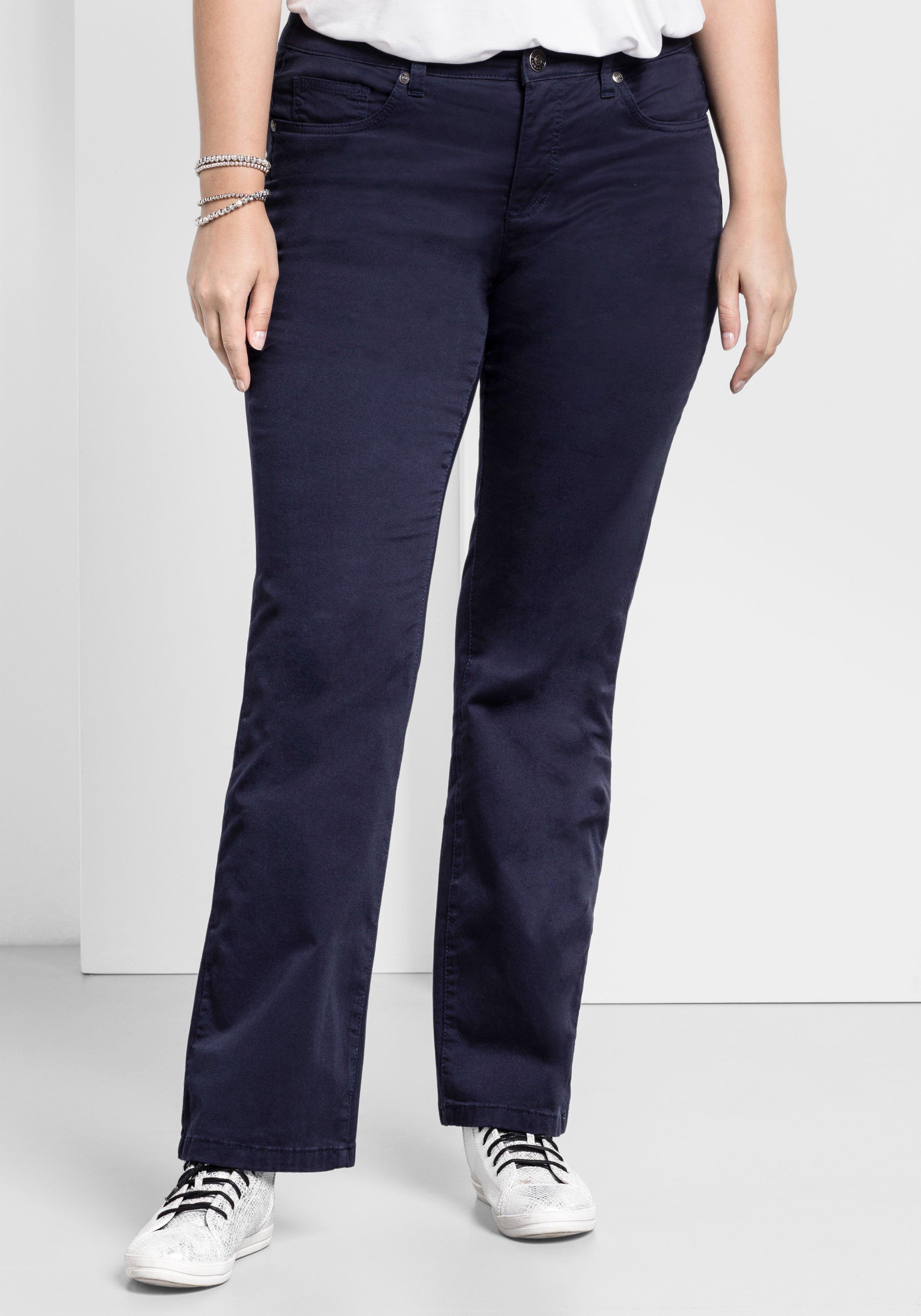 Bootcut-Hose aus elastischem Baumwoll-Twill