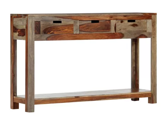 Table console avec 3 tiroirs 120x30x75 cm Bois massif