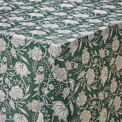 Voksdug - grøn med blomster
