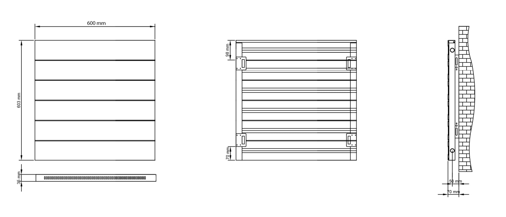 Eastbrook Berkeley radiator 60x60cm aluminium 425W wit mat