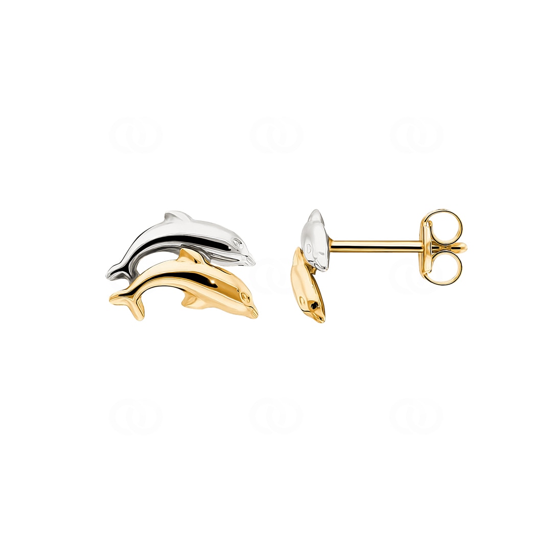 Ohrstecker 750/18 K Gelb-/ Weissgold Delfin
