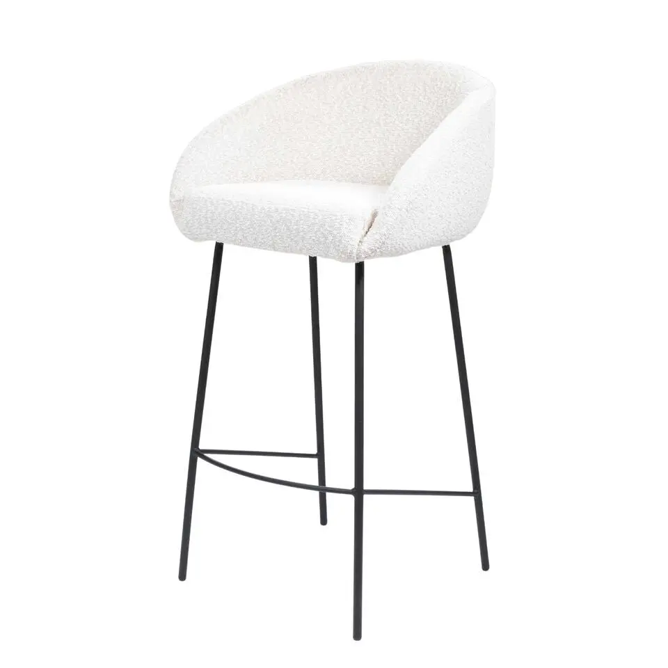 Barstoel Stof Beige - Zithoogte 65cm - 52x42x88cm - Lova - Set van 2