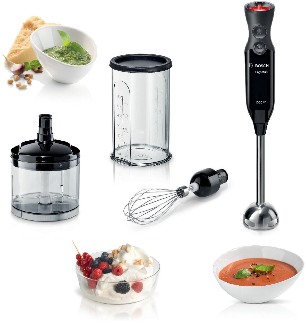 Batedeira de mão ErgoMixx 1000W, preta/antracite MS61B6150