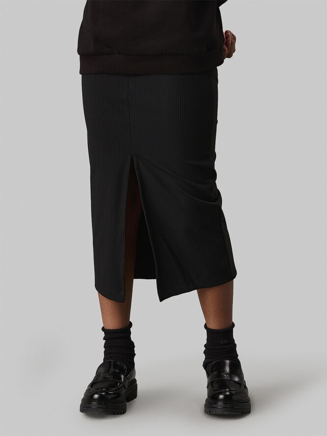 Calvin Klein KNIT RIB MIDI SKIRT Ck black