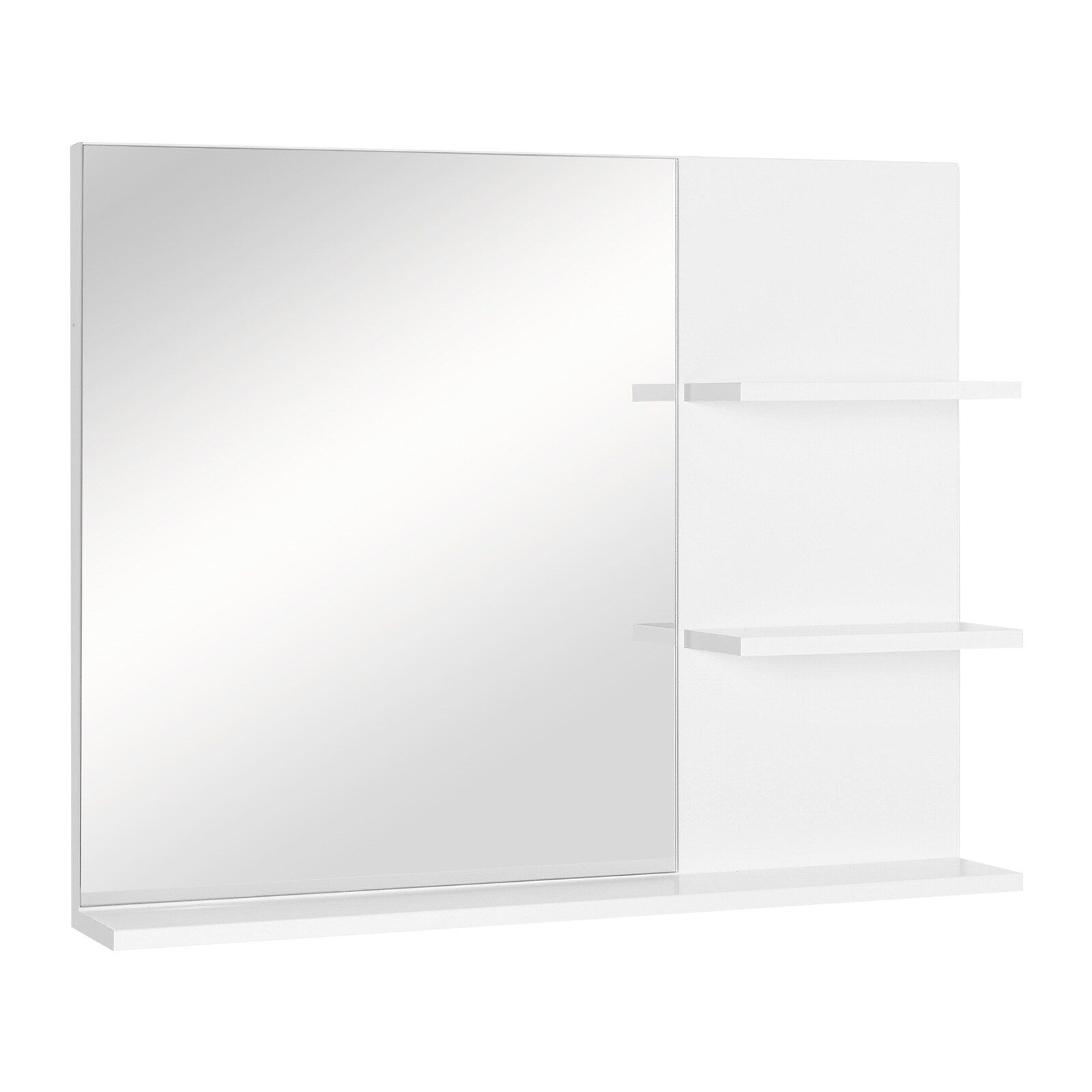 kleankin Badspiegel mit 3 Ablagen weiß 60 x 10 x 48 cm (BxTxH)