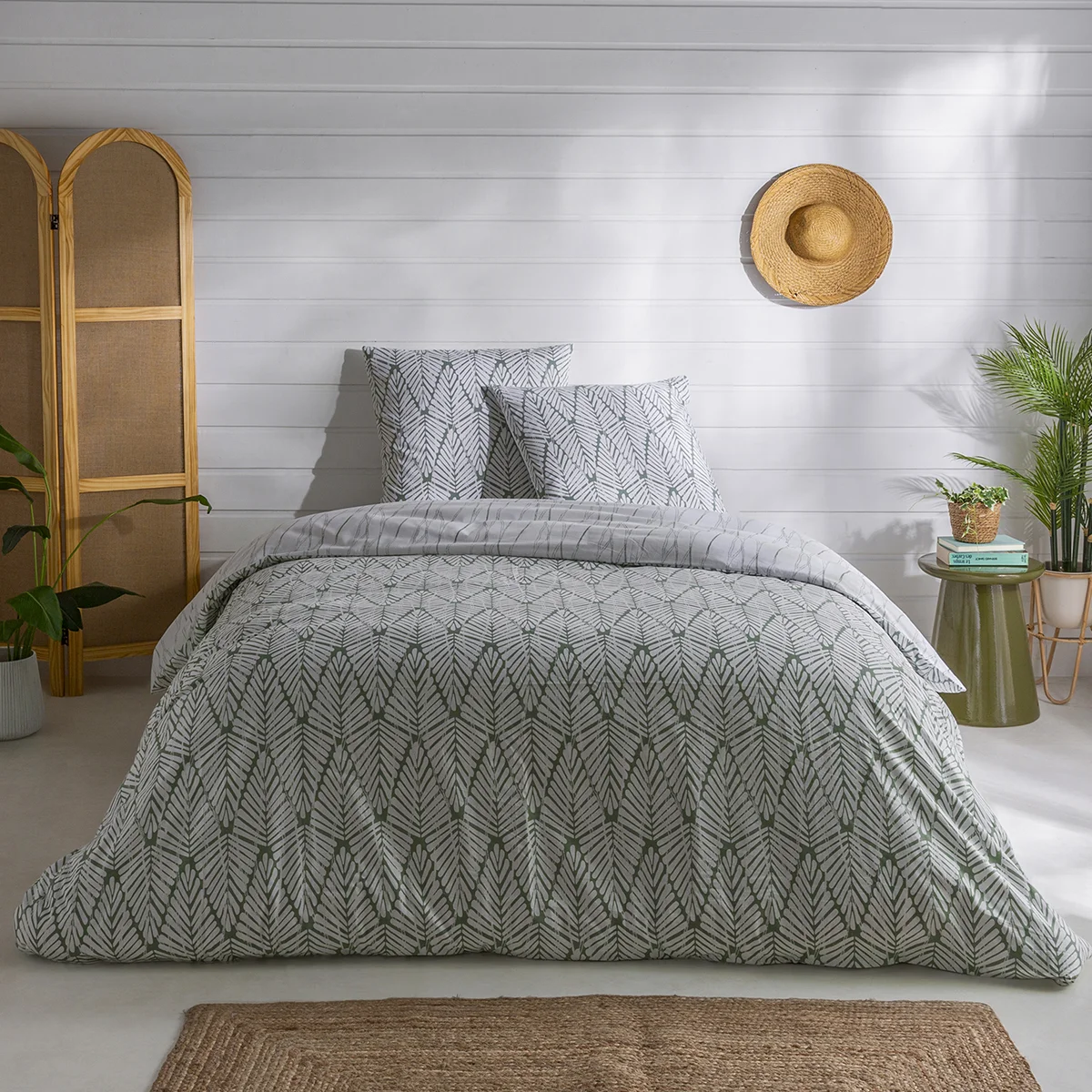 PACK HOUSSE DE COUETTE + TAIE(S) D'OREILLER COTON PALME