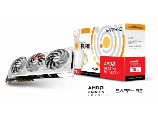 Sapphire Pure Radeon RX 7800 XT 16GB - Grafikkort - Radeon RX 7800 XT - 16 GB GDDR6 - PCIe 4.0 x16 - 2 x DisplayPort, 2 x HDMI