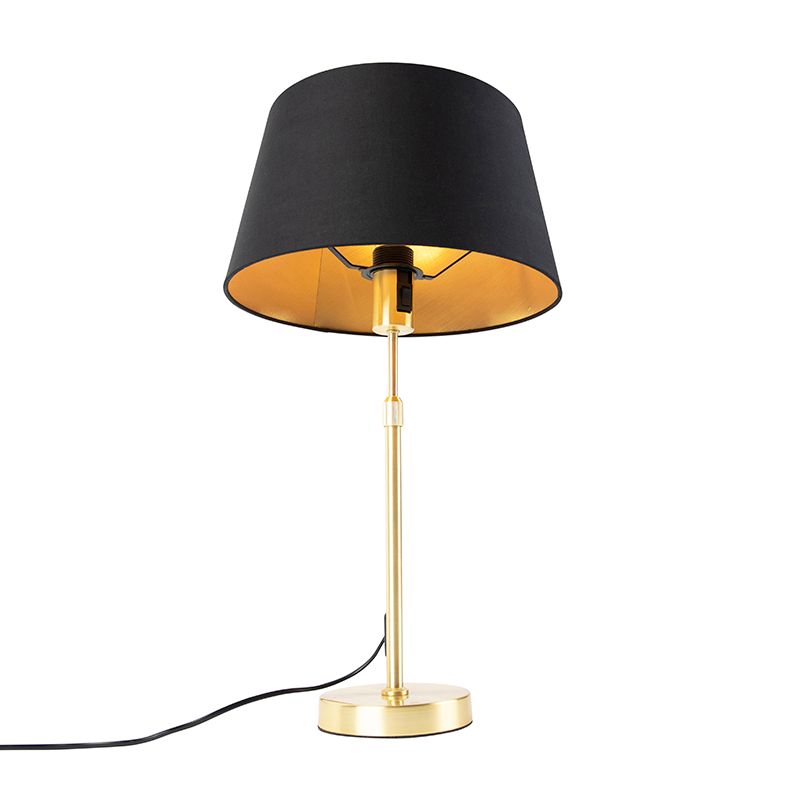 Tafellamp goud/messing met kap zwart met goud 32 cm - Parte