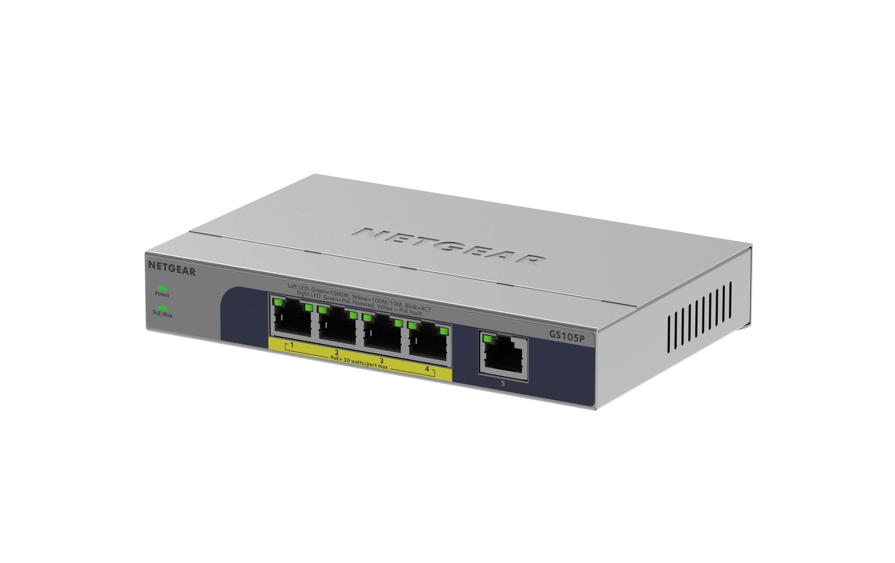 PoE+ Switch GS105P 5 PortUnmanaged PoE+ Switch, 5-Port, 10/100/1000 Mbps
