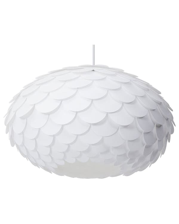 Pendel Hengelampe Hvit Plast Furu Skjerm Hengende Taklampe