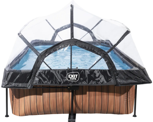 EXIT WoodPool rechthoekige opzetzwembadset 300x200x65 cm inclusief cartridgefiltersysteem & houtlook afdekking