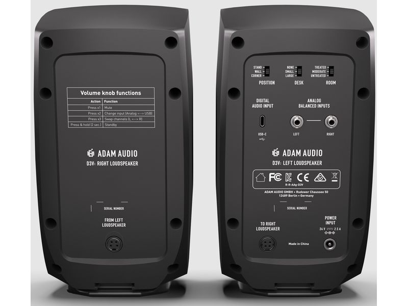ADAM Audio Studiomonitore D3V Schwarz Aktives 2-Weg Desktop Monitor System