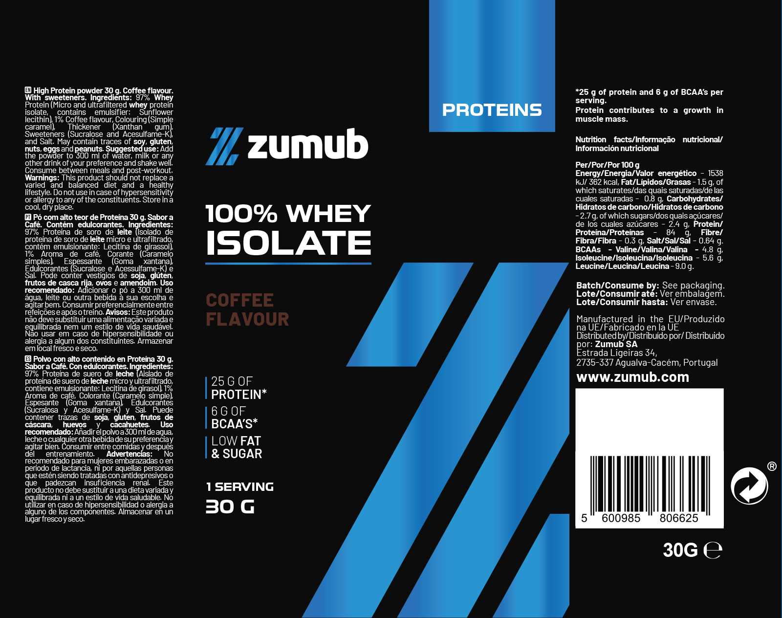 Zumub 100% Whey Isolate 30g