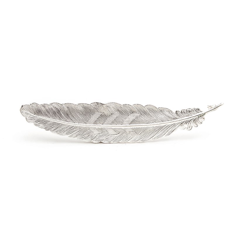 mono maxi boucle d'oreille puce plume plaqué argent - PHÉBÉ