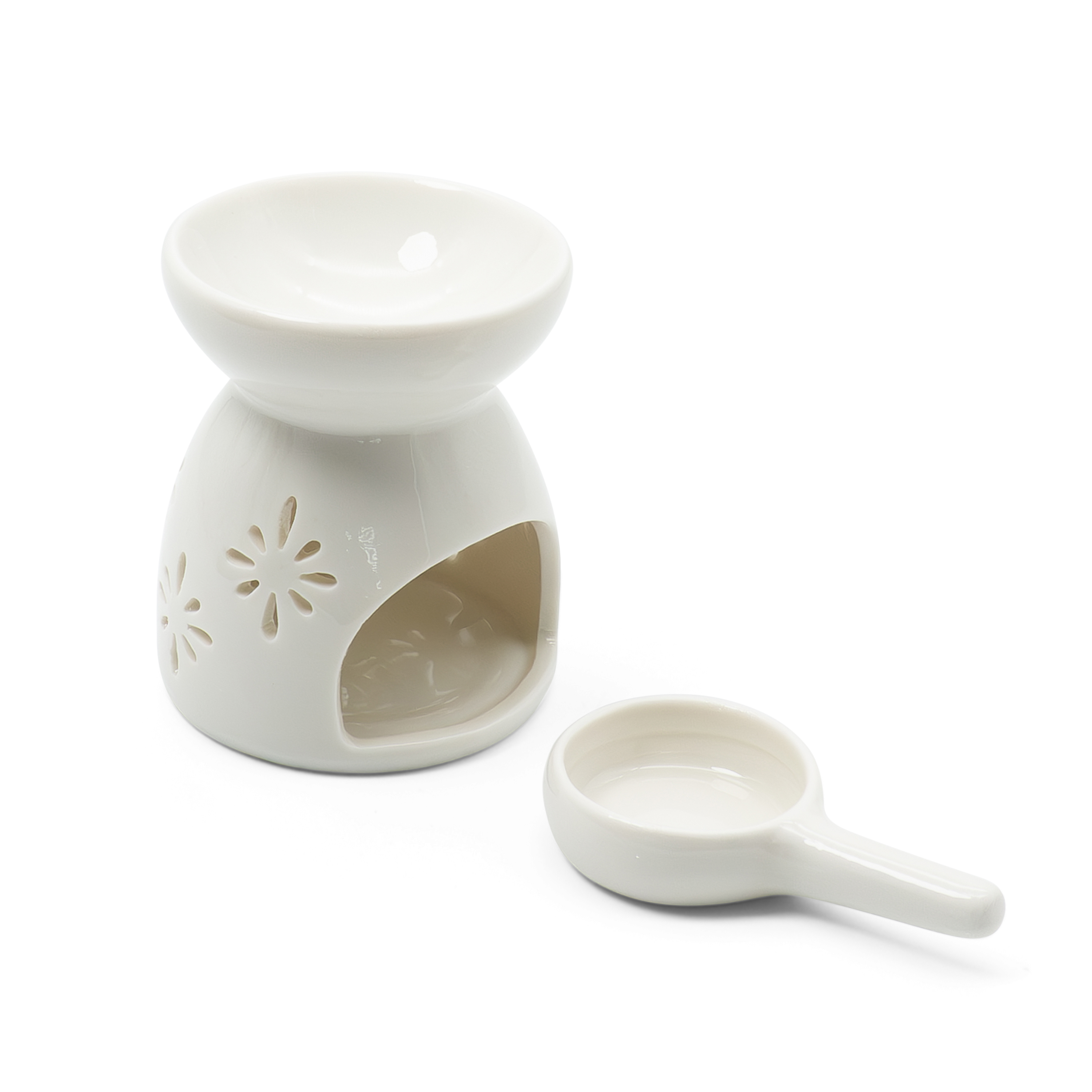 Keramik Aroma Duftlampe Teelicht Halterung mit Sternen Muster - Weiss