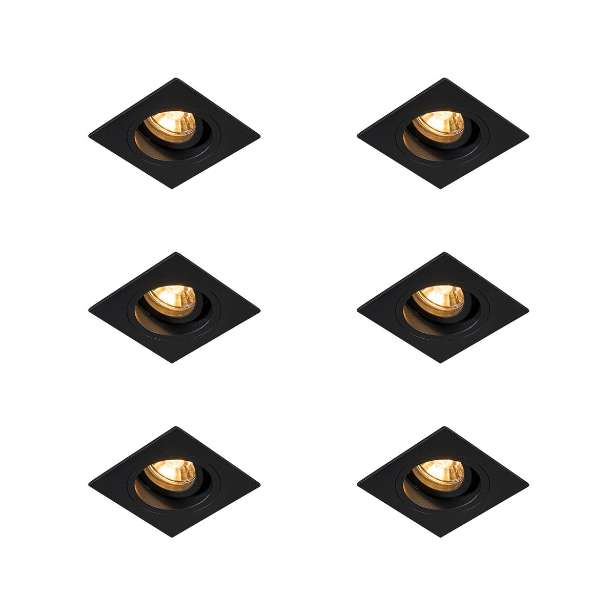 Set van 6 Moderne inbouwspot zwart 9,3 cm draai- en kantelbaar - Chuck