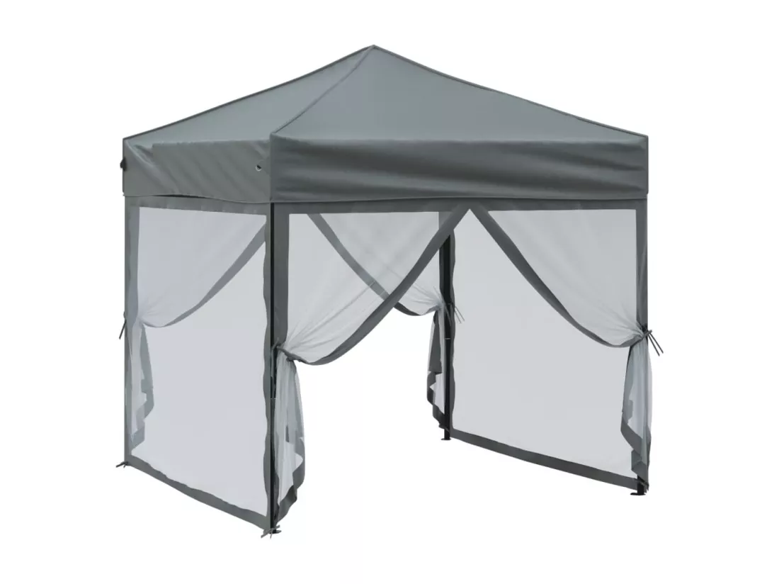 Tente de réception pliable avec parois Anthracite 2x2 m
