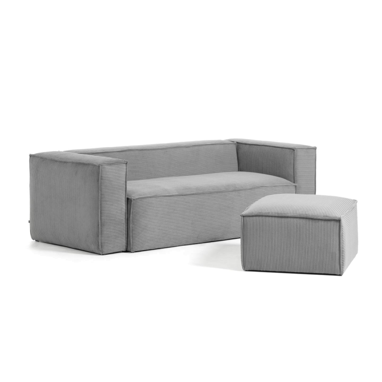 Kave Home Blok poef 90x70 roze corduroy