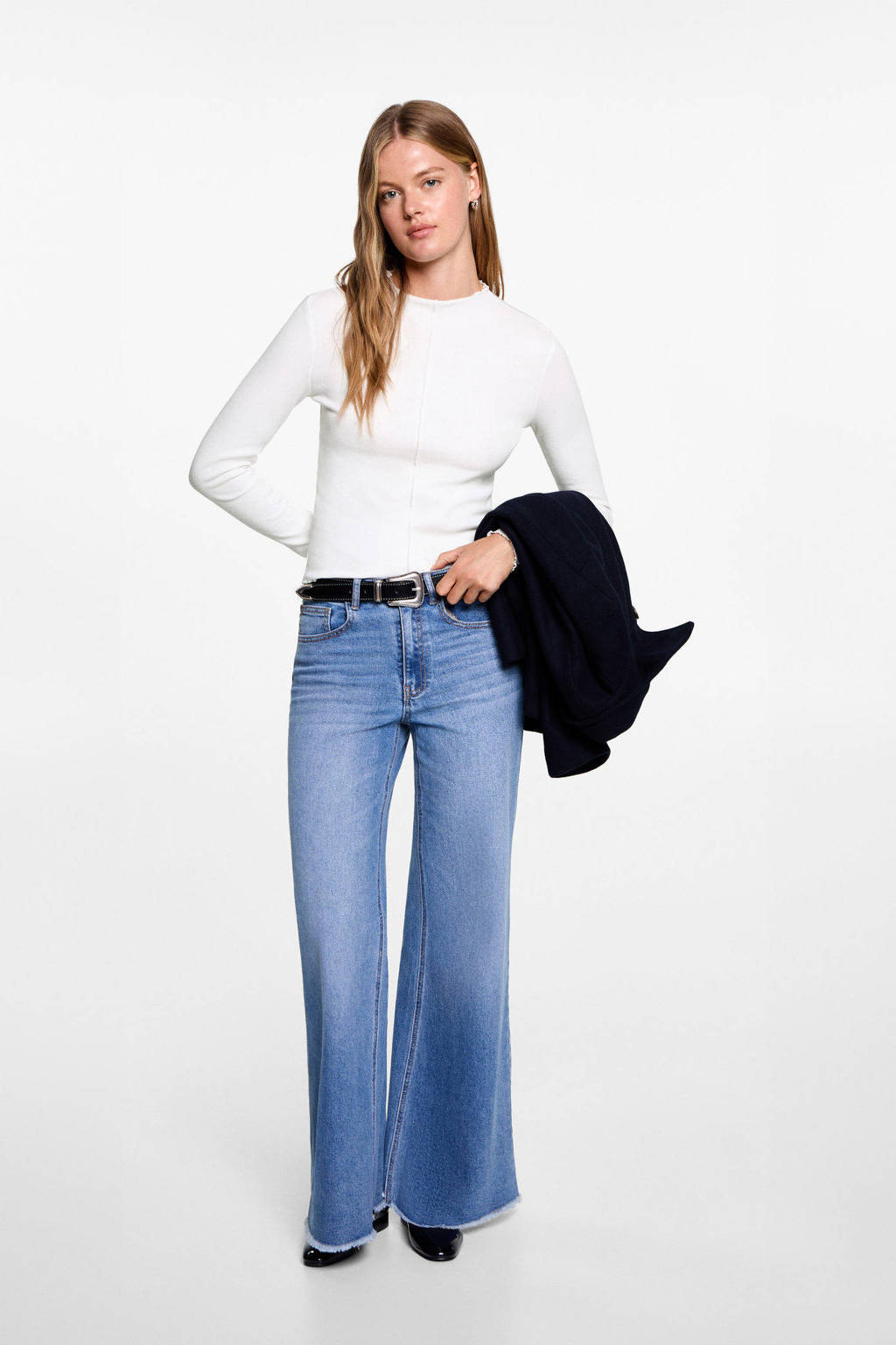 MANGO TEEN longsleeve naturel wit