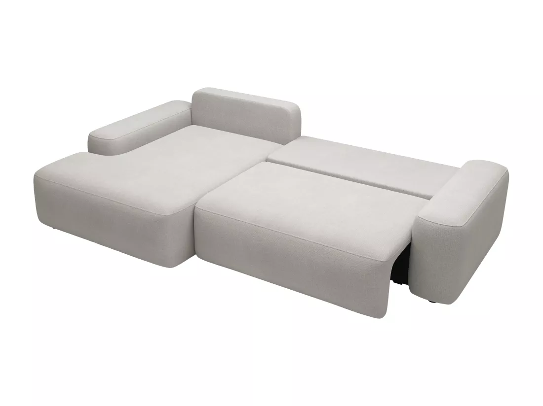 Canapé d'angle gauche convertible en tissu texturé gris clair DAVISO
