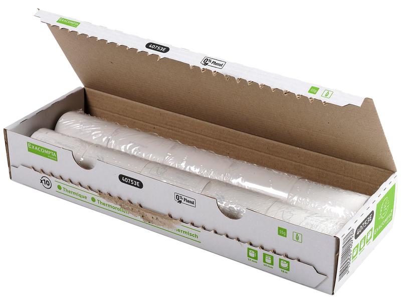 Exacompta Thermo-Papierrolle 57 x 40 x 12 mm, 18 m, 10 Stüc Additionsrollen
