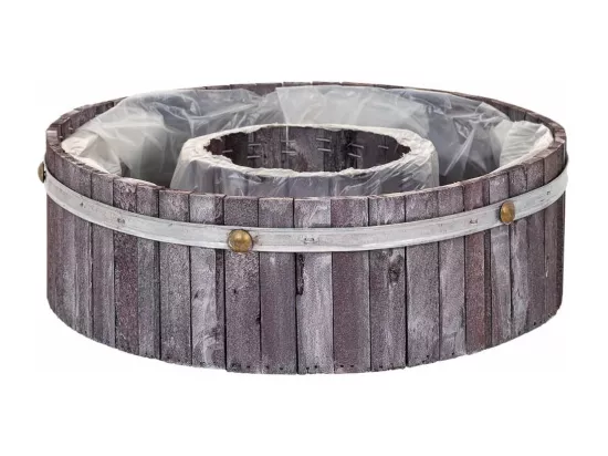 Panier rond en bois gris 40x40x12h