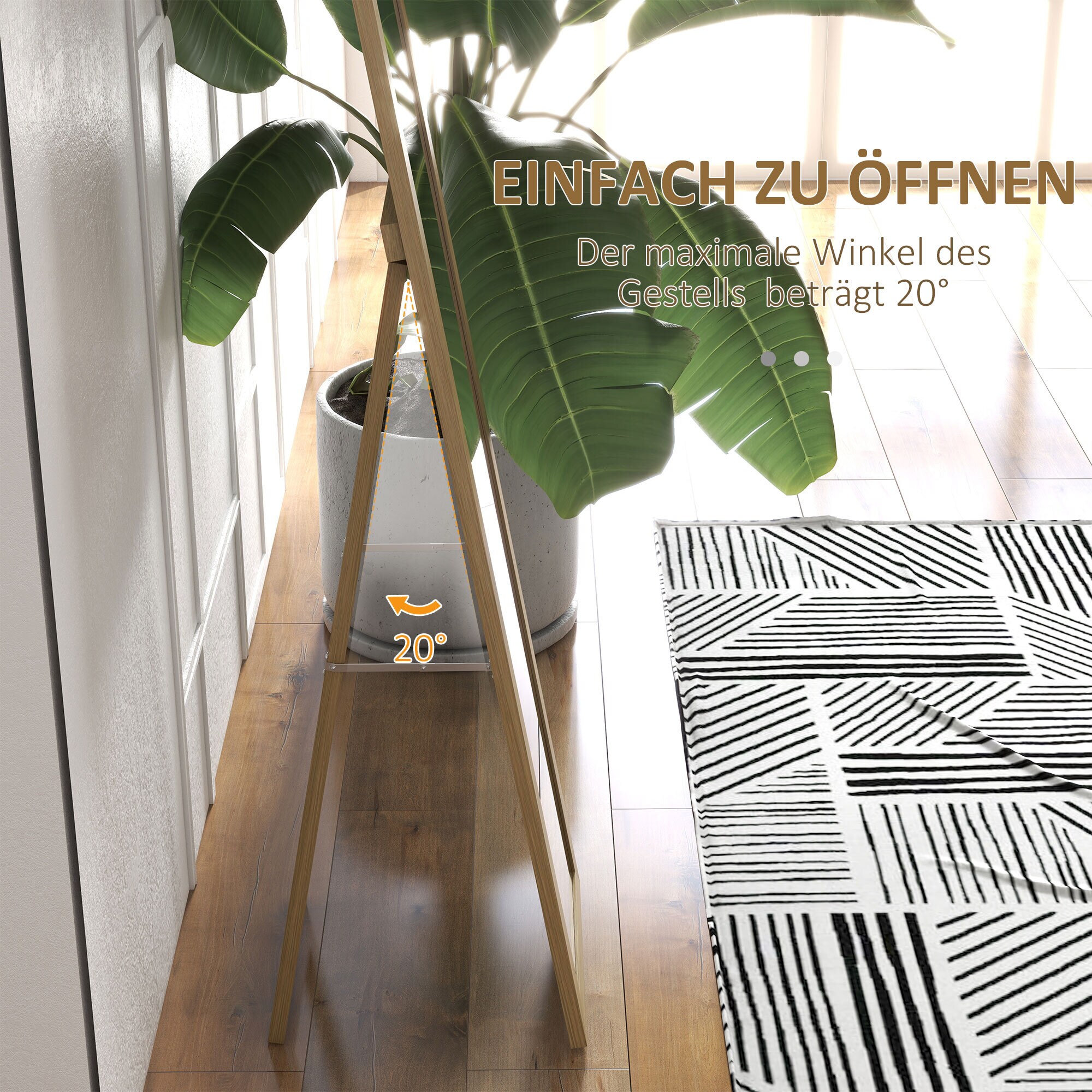HOMCOM Ankleidespiegel mit Standfuß grau 37L x 40B x 155H cm