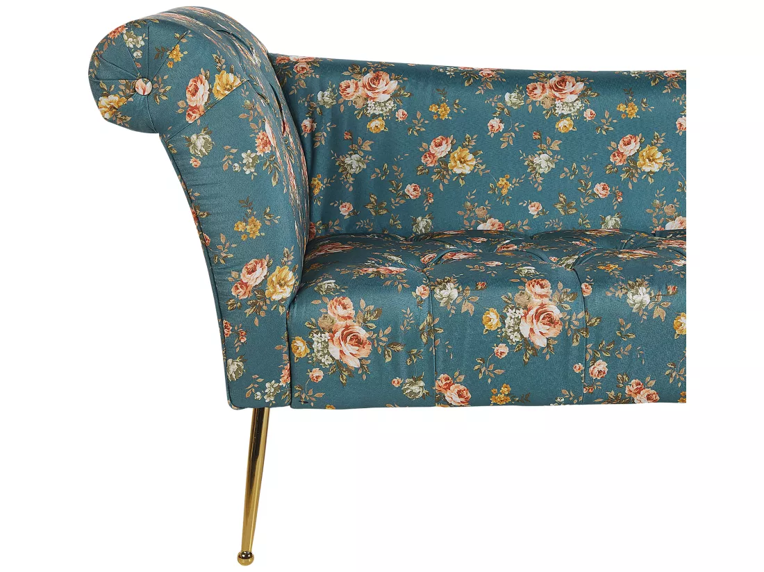 Chaise longue à motif floral bleu NANTILLY
