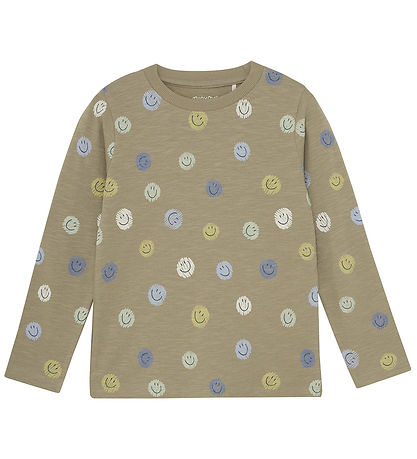 Minymo Bluse - Timber Wolf m. Smiley