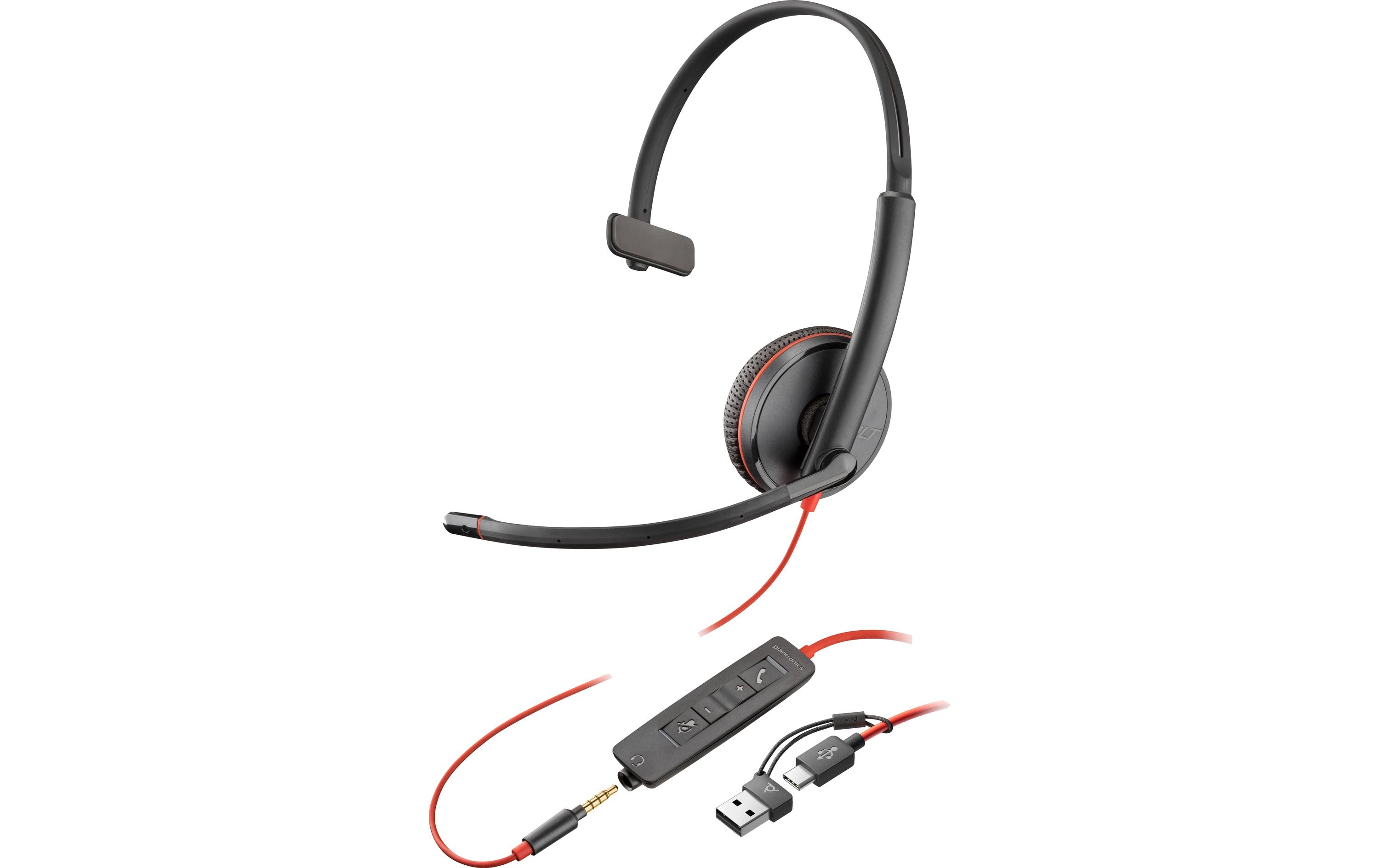 Headset Poly Blackwire 3215 Mono USB-A/CMonaurales Headset mit USB- und 3.5-mm-Anschluss