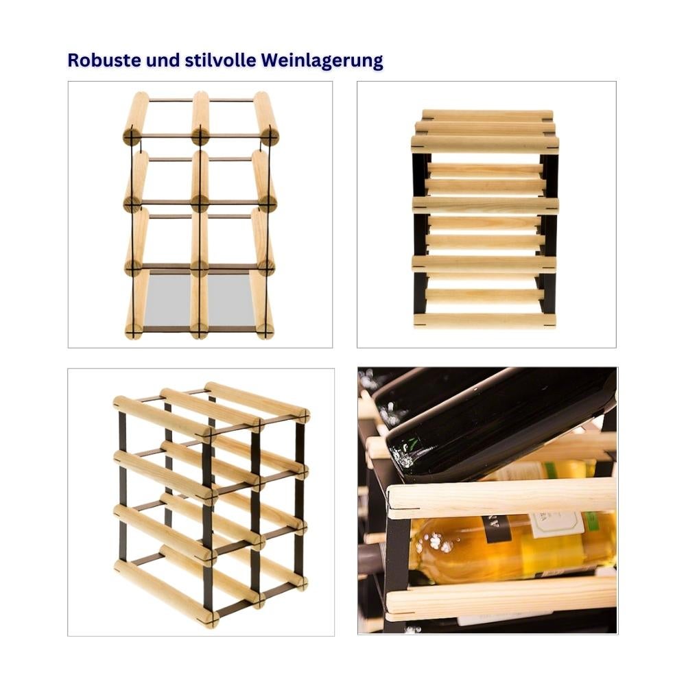 PROREGAL Modulair Wijnrek Vinotega Mod Metaal HxBxD 32,5 x 22,5 x 24,5 cm 2 x 3 Flessen Massief grenenhout Natuurlijk