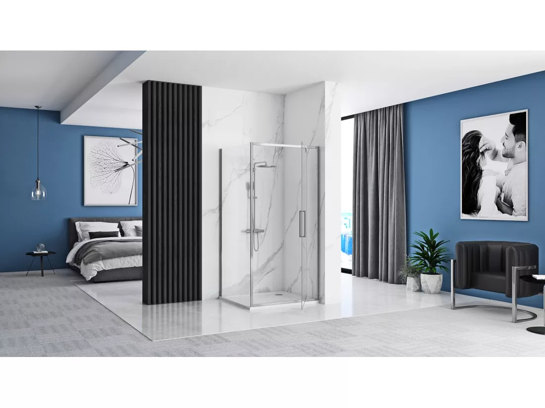 Cabine De Douche Rea Rapid Swing 100X90 Chrome