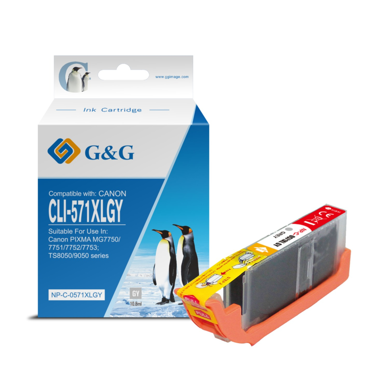 Ersetzt Canon CLI-571XL GY Druckerpatrone Printer Tintenpatrone (290 Seiten / 10.8ml) - Grau