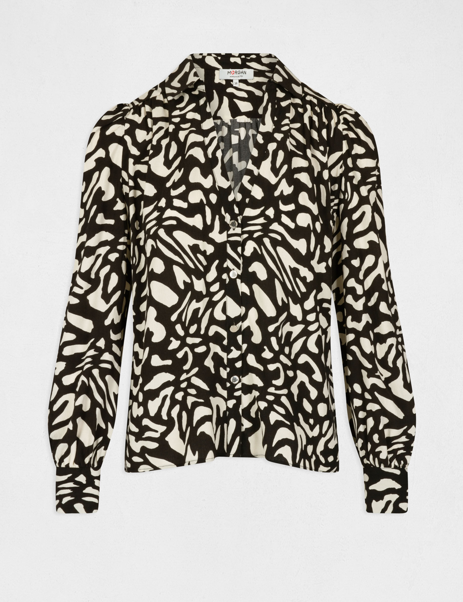 Chemise manches longues imprimé abstrait multico femme - multico