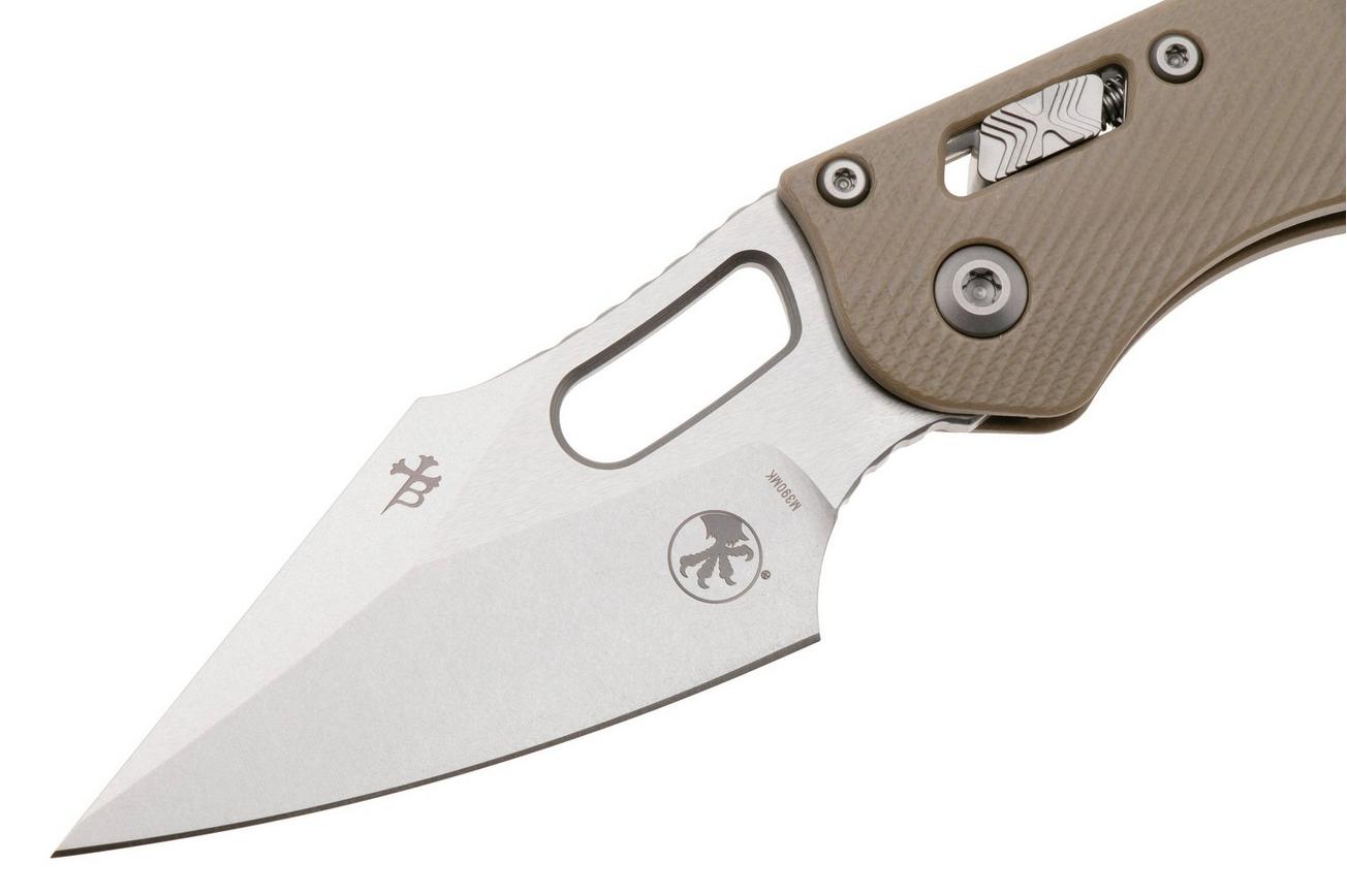 Microtech Stitch 169RL-10FLGTTA, Stonewashed M390MK, Fluted Tan G10 zakmes, Borka Blades design