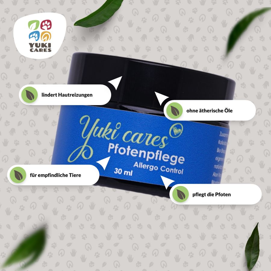 Yuki cares Allergo Control Pfotenpflege bei allergischem Juckreiz für Hunde und Katzen