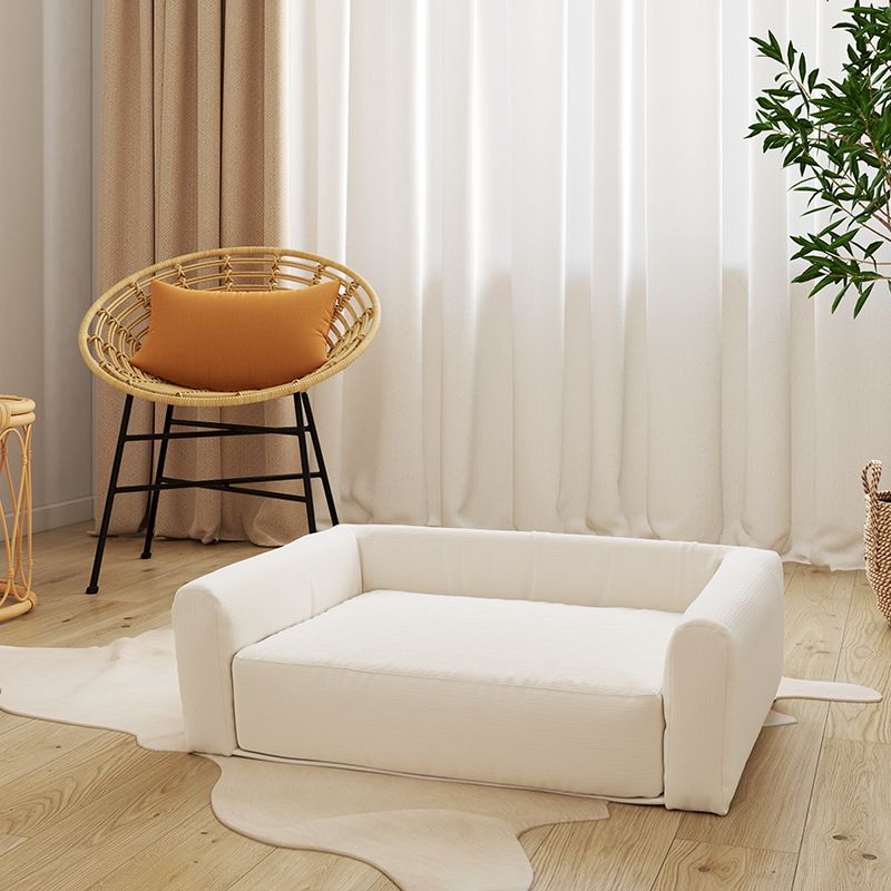 Panier pour chien leonard en tissu velours côtelé beige taille m