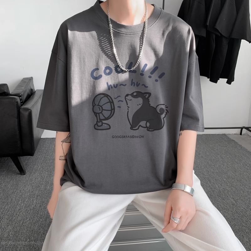 Bay Go Mall - T-shirt met korte mouwen en hondenprint