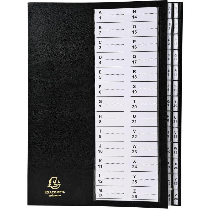 Trieur à onglets cavaliers 26 compartiments Alphanumériques - A4 - Noir