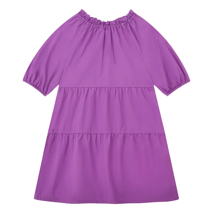 SMALLABLE BASICS Robe Fille en Popeline Organique Manches 3/4 | Violet