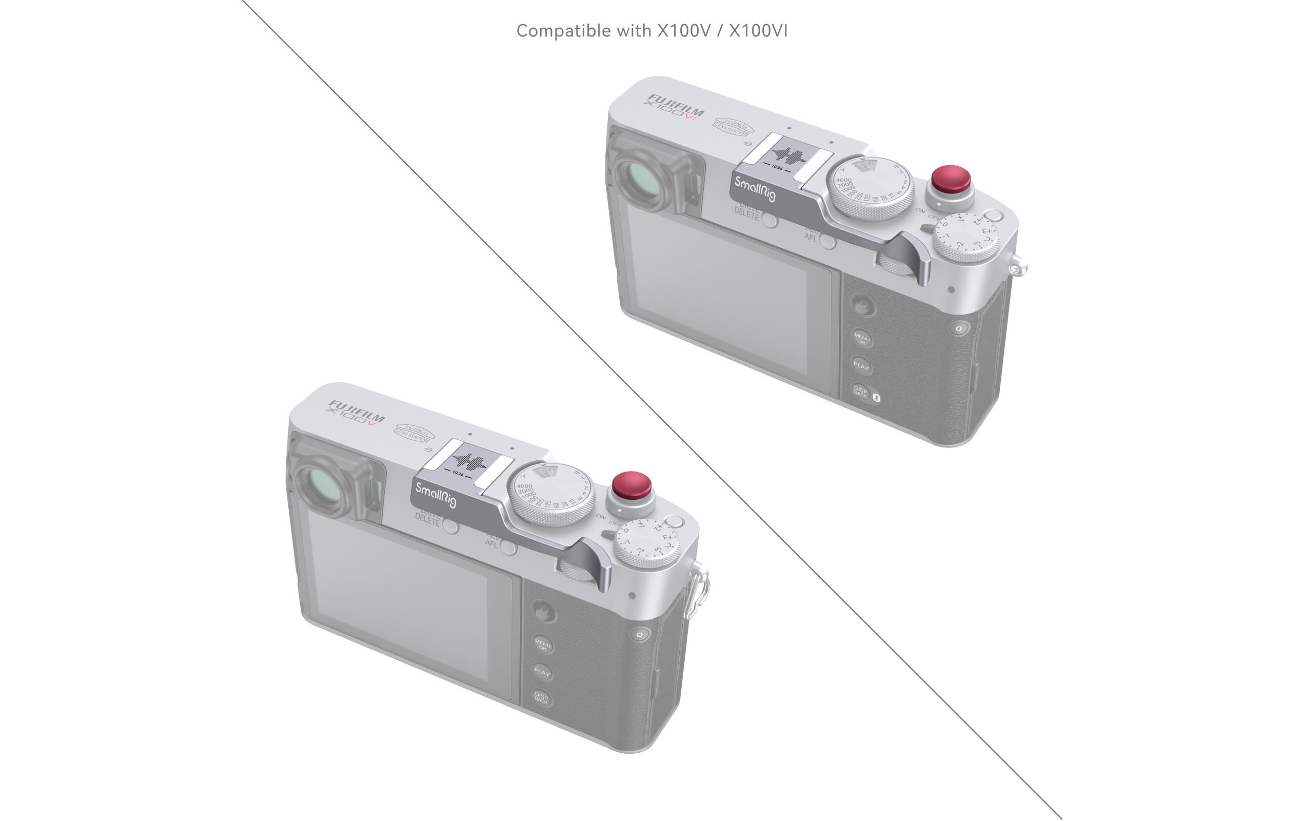 Daumengriff für FUJIFILM X100VI / X100V - SilberVerbessert die Sicherheit beim Halten der Kamera mit einer Hand