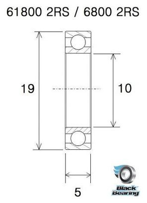 Roulement Black Bearing 61800-2RS Max 10 x 19 x 5 mm