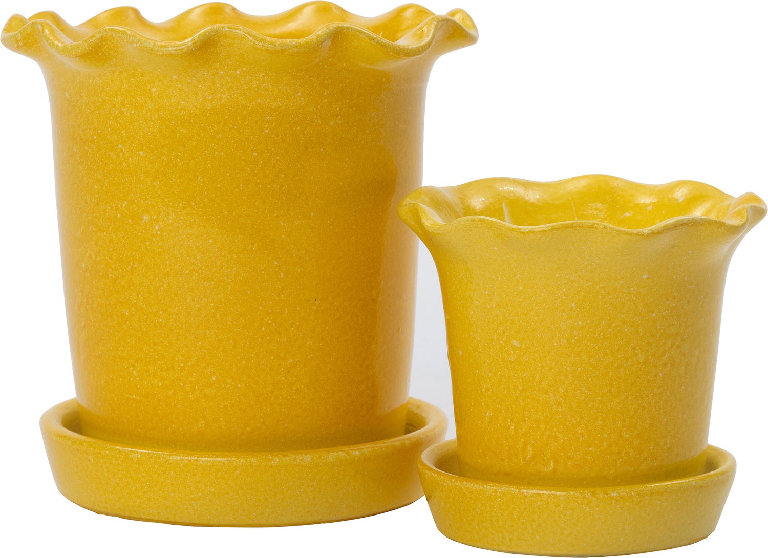Intratuin bloempot op schotel Nore geel D 13,5 H 11,5 cm